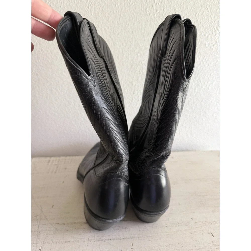 VTG MENS LAREDO COWBOY TOE RAND BLACK BOOTS SIZE 8.5 D